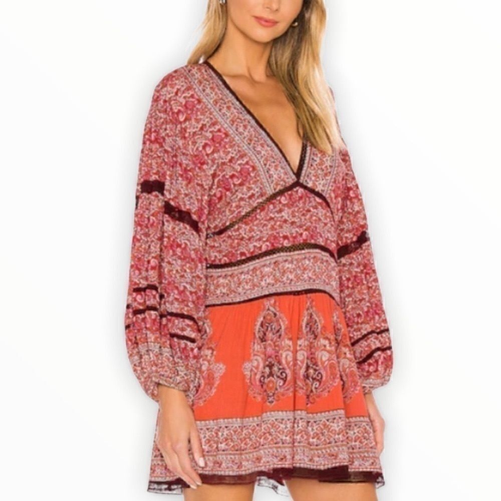 Free People Luna Scarf Print Tunic Short Dress S